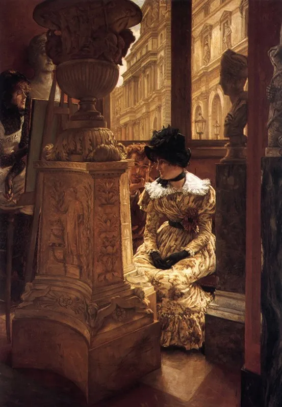 En El Louvre Lesthetique Wall Art by James Tissot - High-Resolution Digital Print