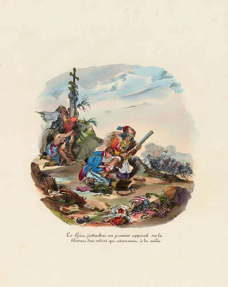 En Grece Jattachai Un Premier Appareil Sur La Blessure Dun Soldat Qui Retournait A La Melee Wall Art by Henri-Gérard Fontallard - High-Resolution Digital Print