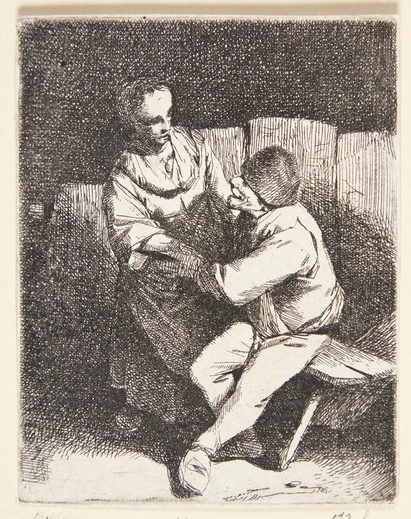 En Kvinde Afviser En Bondes Tilnaermelser Wall Art by Cornelis Pietersz. Bega - High-Resolution Digital Print