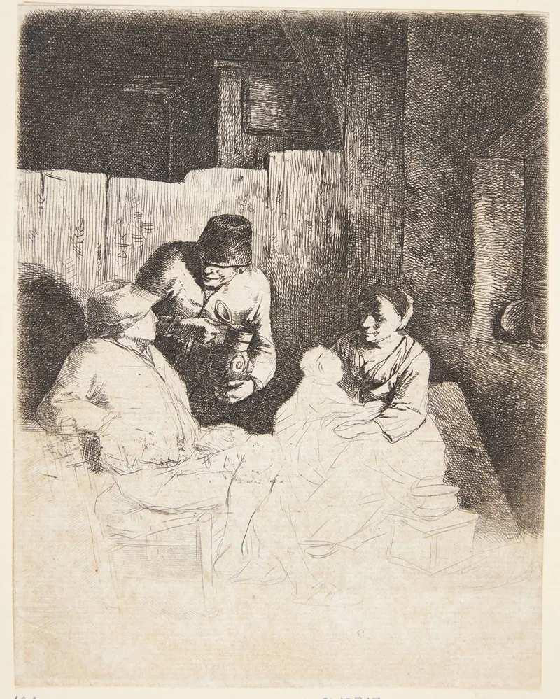 En Mor Med Sit Barn I En Krostue Wall Art by Cornelis Pietersz. Bega - High-Resolution Digital Print