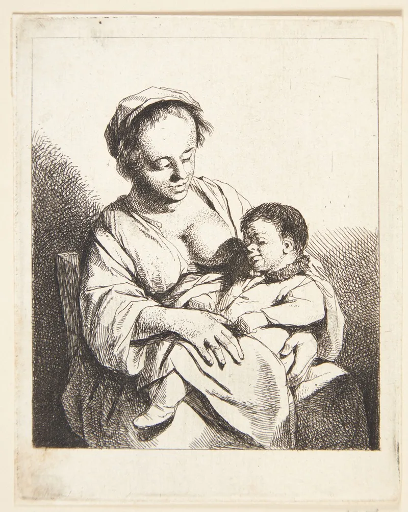 En Mor Med Sit Barn Wall Art by Cornelis Pietersz. Bega - High-Resolution Digital Print