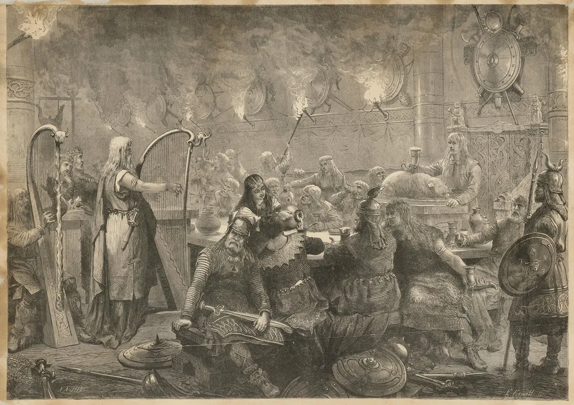 En Oldnordisk Julefest Wall Art by Knut Ekwall - High-Resolution Digital Print