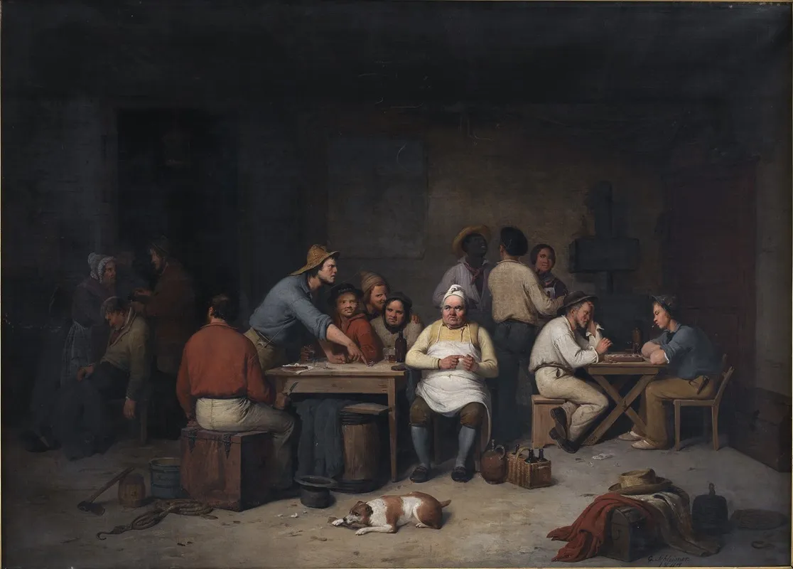 En Scene I Vaertshuset Brokkensbod Wall Art by Christian Andreas Schleisner - High-Resolution Digital Print