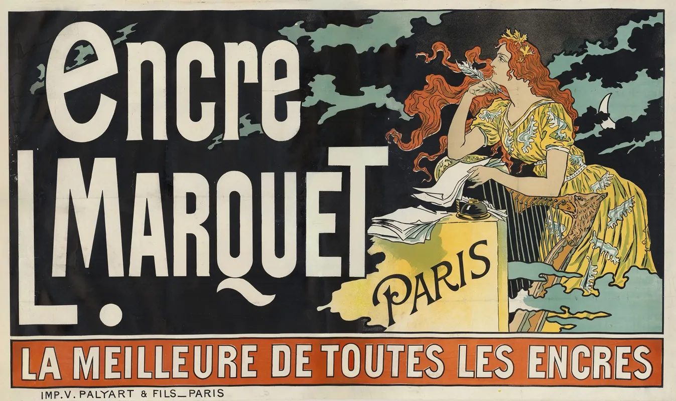 Encre L Marquet Paris La Meilleure De Toutes Les Encres Wall Art by Eugène Grasset - High-Resolution Digital Print