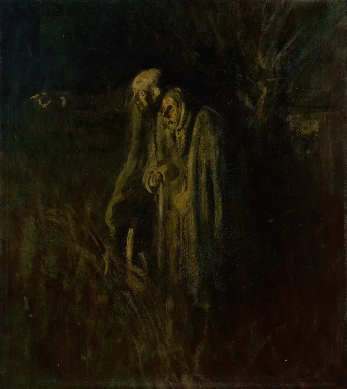 End Of Life Elderly Couple At Night