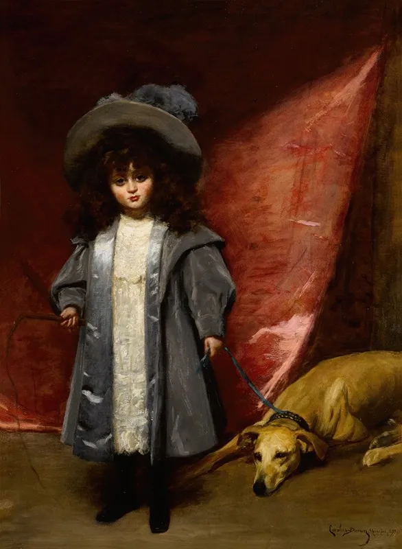 Enfant Avec Chien Wall Art by Carolus-Duran - High-Resolution Digital Print
