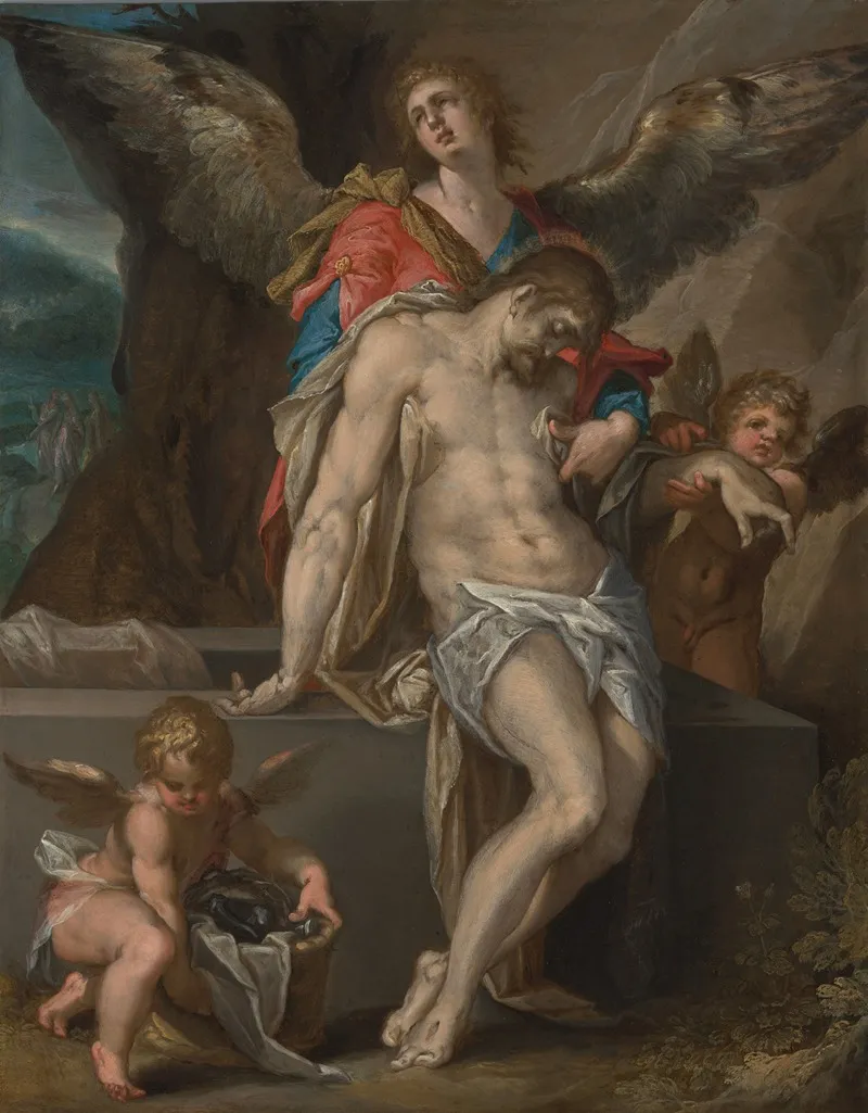 Engelen Dragen Het Lichaam Van Christus Engelenpieta Wall Art by Bartholomaeus Spranger - High-Resolution Digital Print