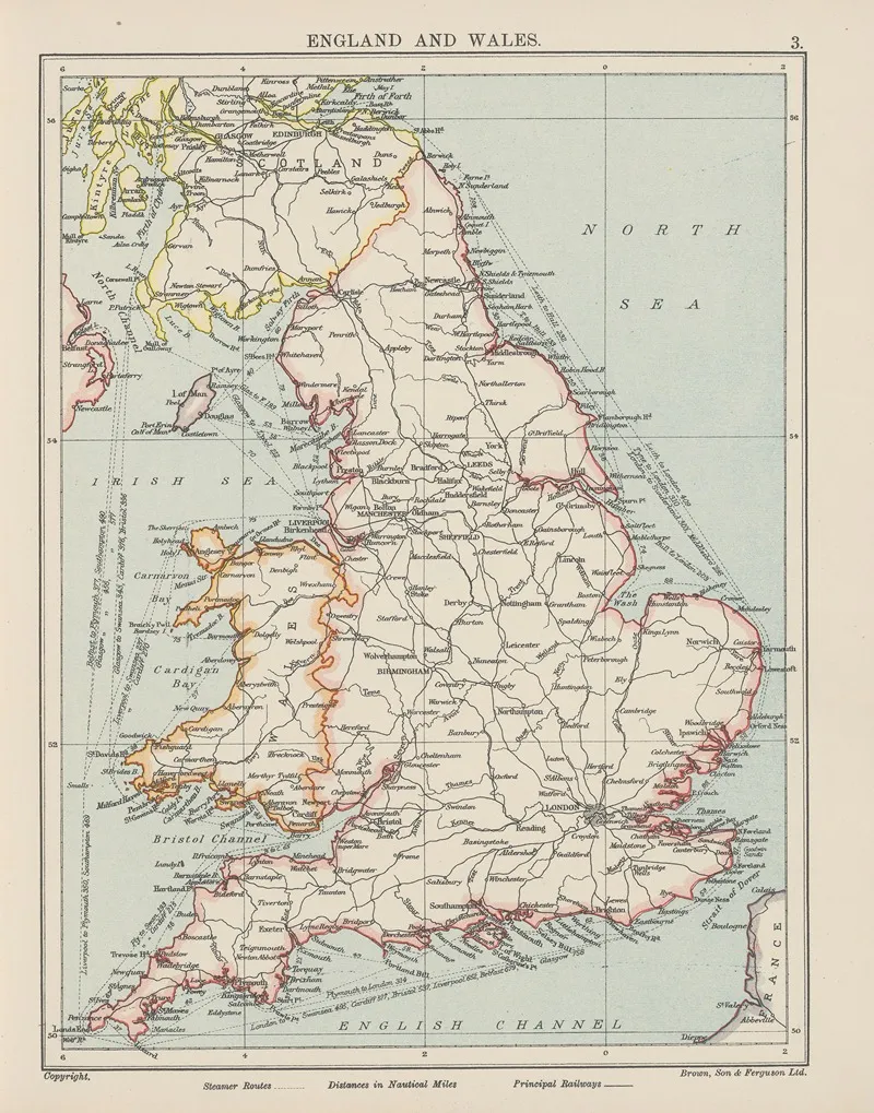 England And Wales Wall Art by Brown, Son &amp; Ferguson Ltd - High-Resolution Digital Print
