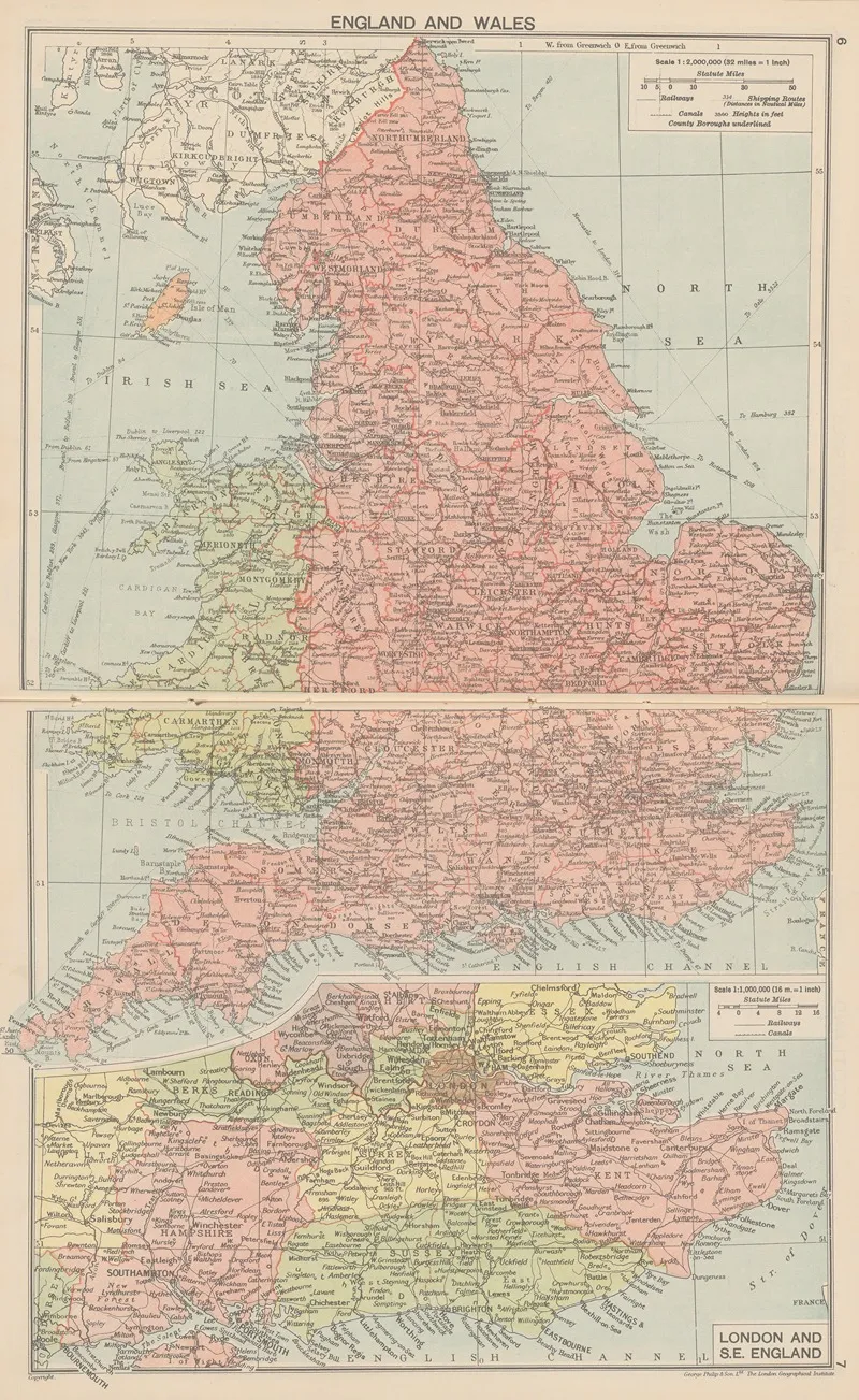 England‎ ‎and‎ ‎wales Wall Art by London Geographical Institute - High-Resolution Digital Print