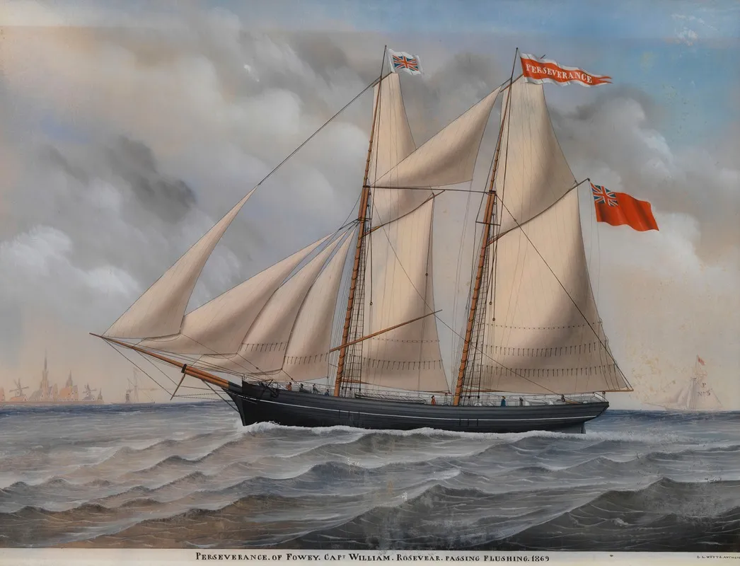 Englische Brigg Perseverance Of Fowey Wall Art by Carolus Ludovicus Weyts - High-Resolution Digital Print
