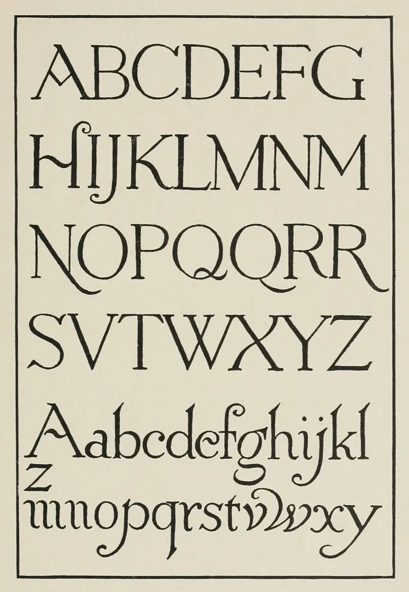 English 12th Century Incised Letters Wall Art by Frank Chouteau Brown - High-Resolution Digital Print