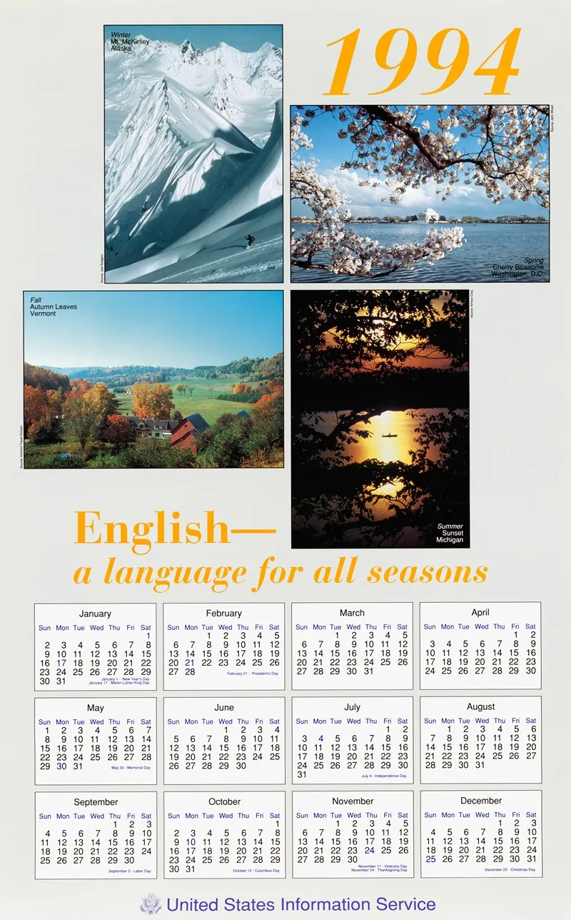 English A Language For All Seasons 1994 Calendar