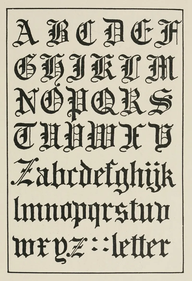 English Gothic Text Letters Wall Art by Frank Chouteau Brown - High-Resolution Digital Print