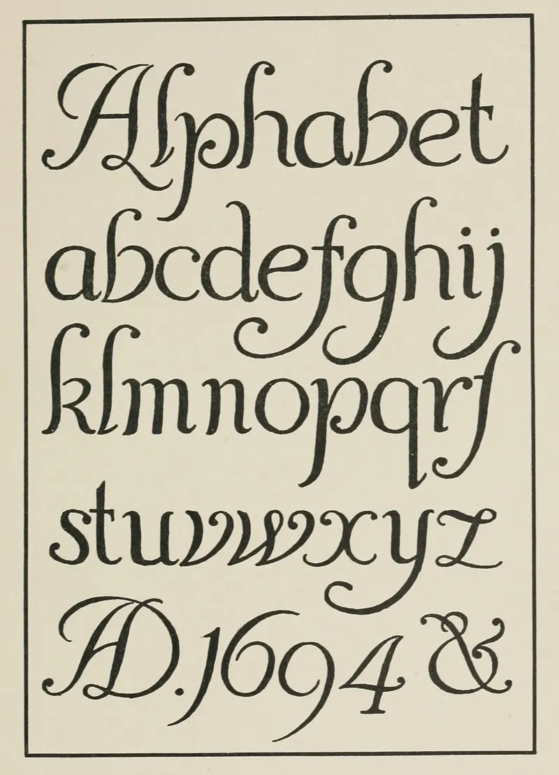 English Incised Script Wall Art by Frank Chouteau Brown - High-Resolution Digital Print