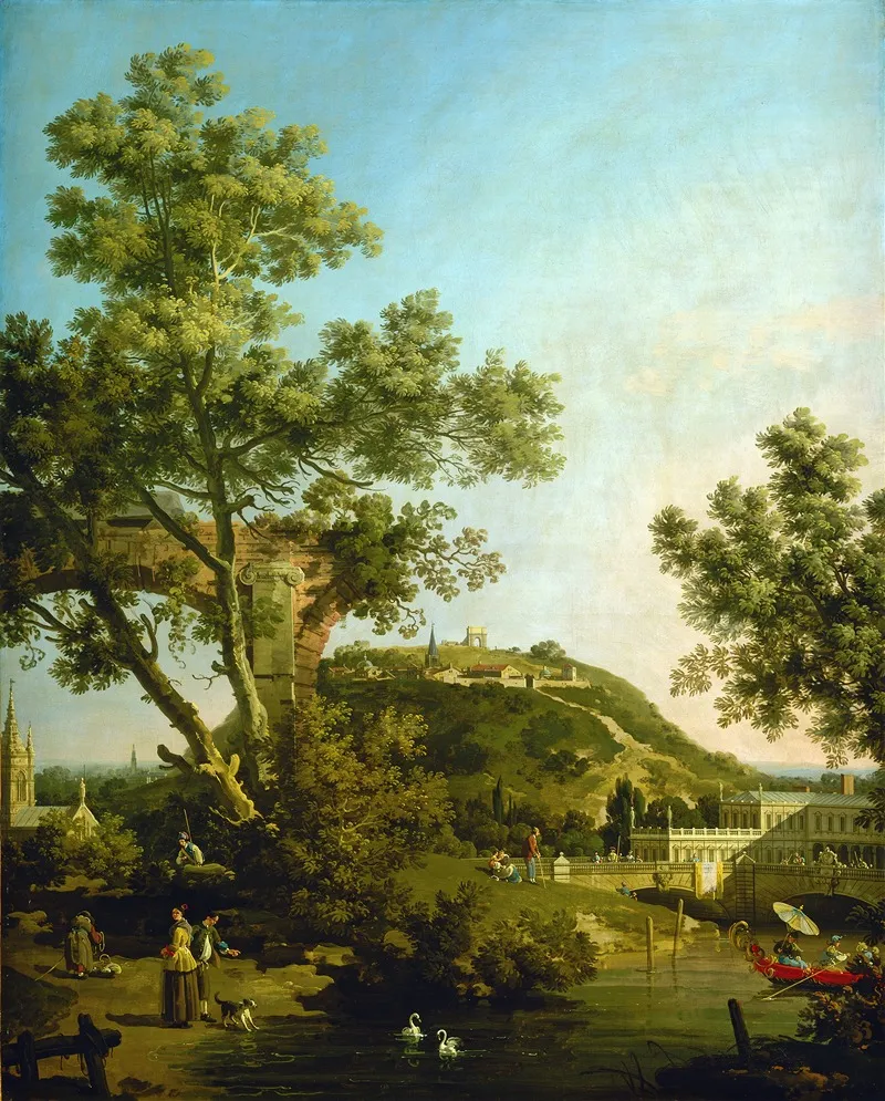 English Landscape Capriccio With A Palace Wall Art by Canaletto - High-Resolution Digital Print
