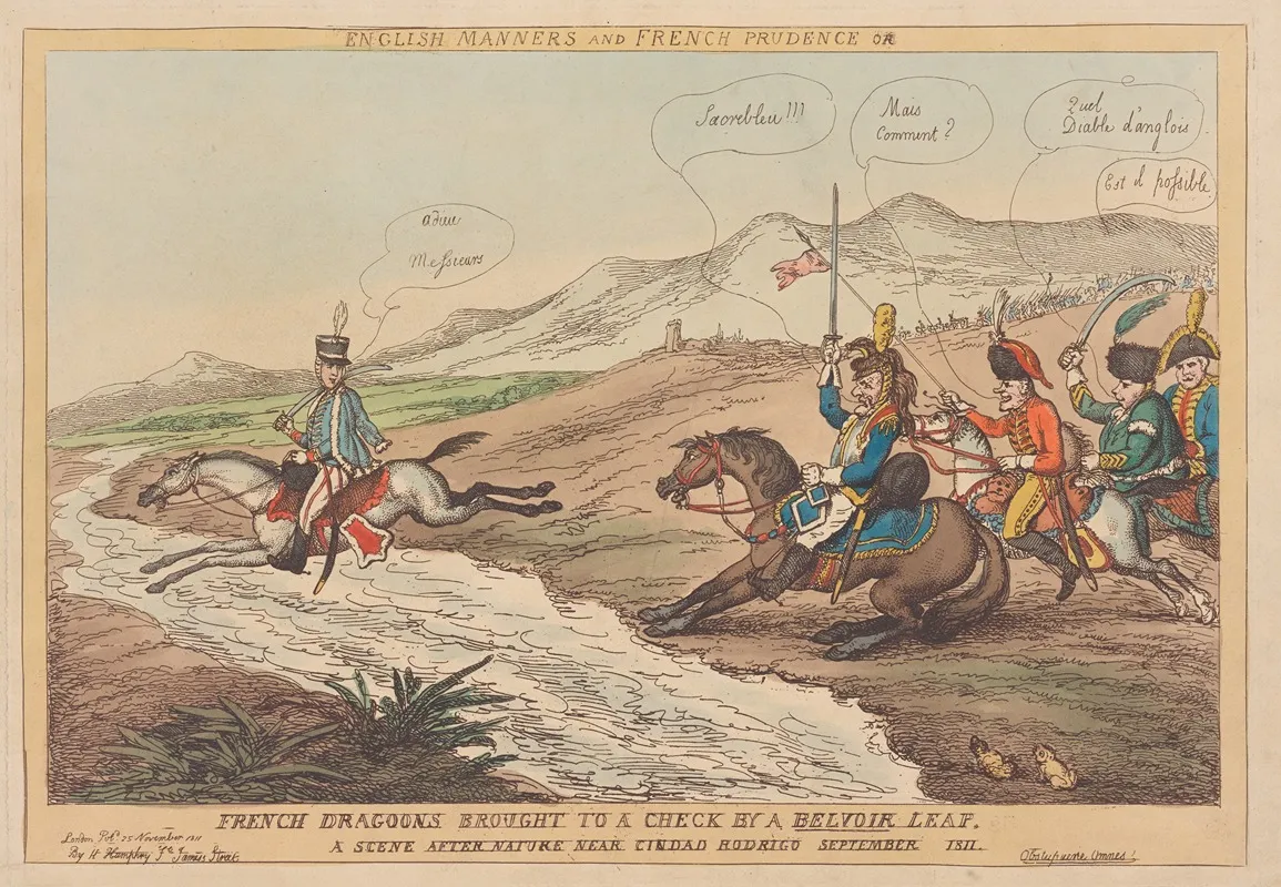English Manners And French Prudence Or French Dragoons Brought To A Check By A Belvoir Leap A Scene After Nature Near Ciudad Rodrigo September 1811