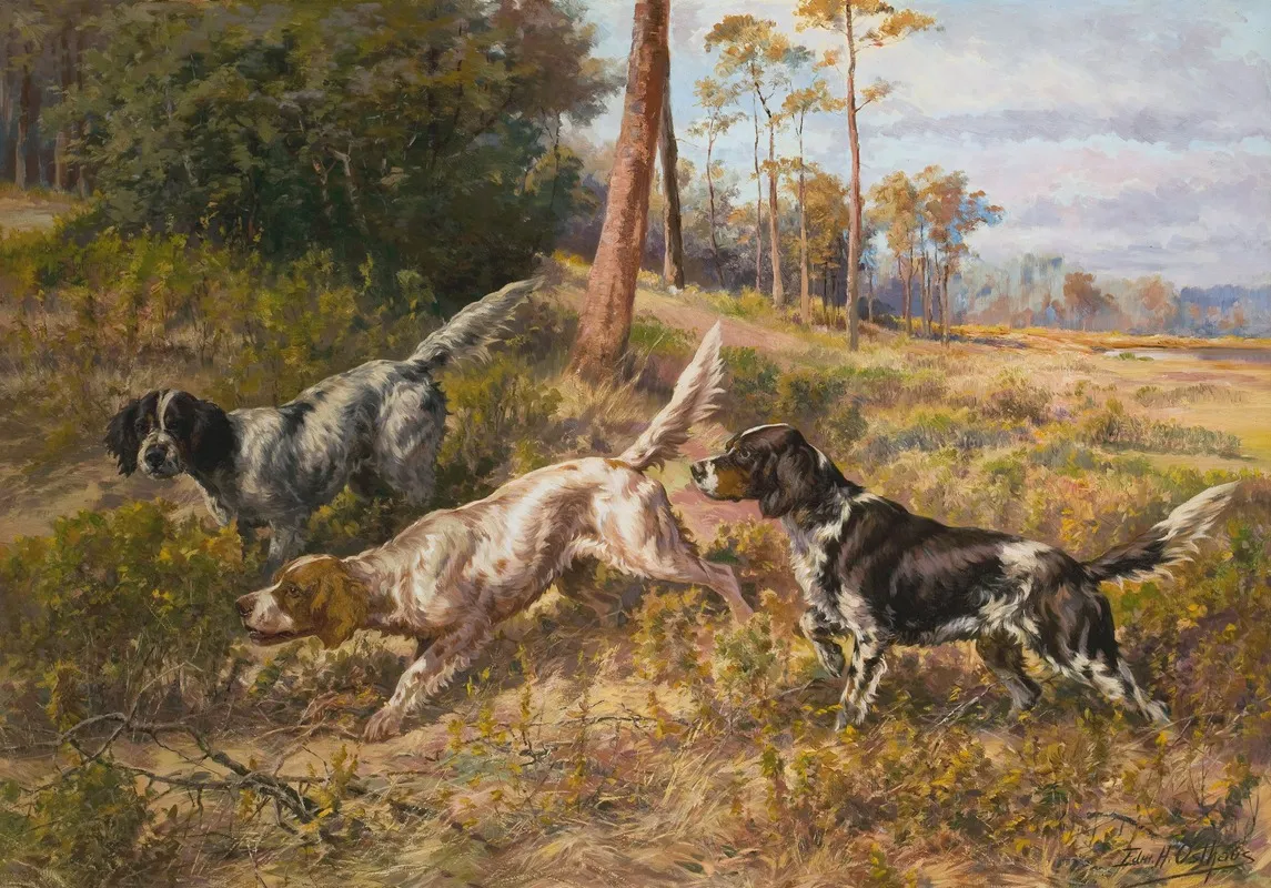 English Setters In Field Wall Art by Edmund Henry Osthaus - High-Resolution Digital Print