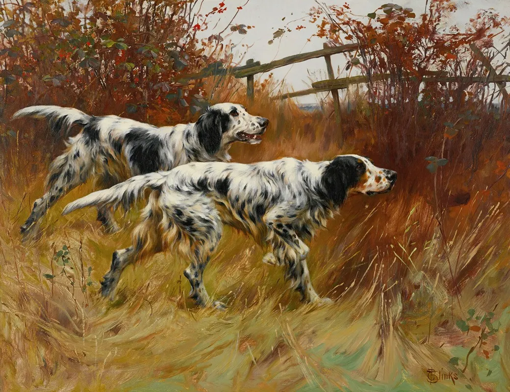 English Setters Wall Art by Thomas Blinks - High-Resolution Digital Print