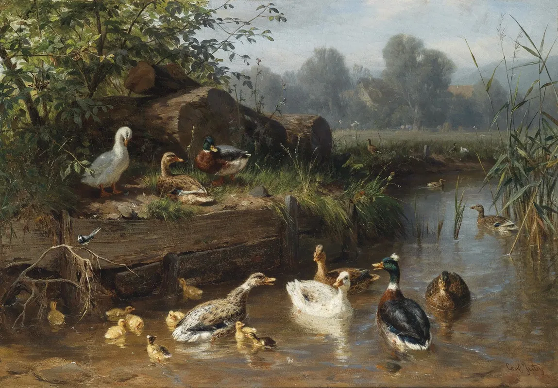 Enten Am Bach Wall Art by Carl Jutz - High-Resolution Digital Print