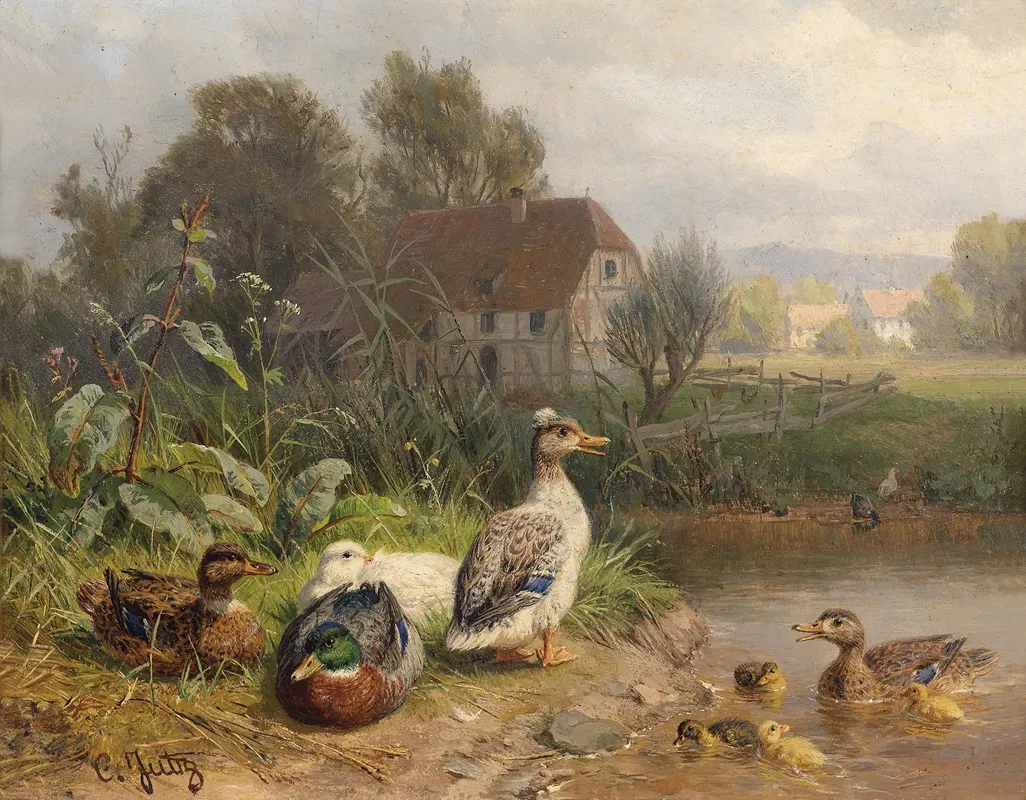 Enten Am Teich Wall Art by Carl Jutz - High-Resolution Digital Print