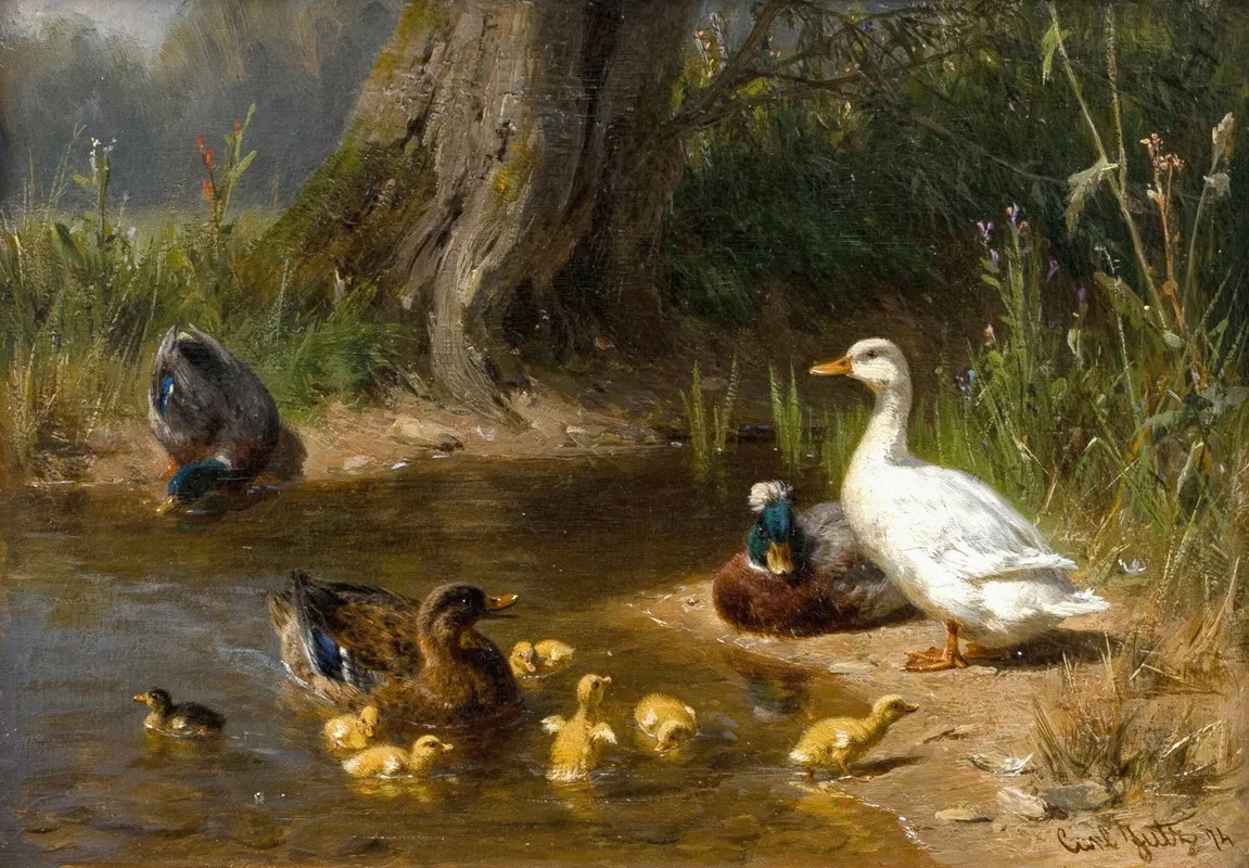 Enten Am Wasser 2 Wall Art by Carl Jutz - High-Resolution Digital Print