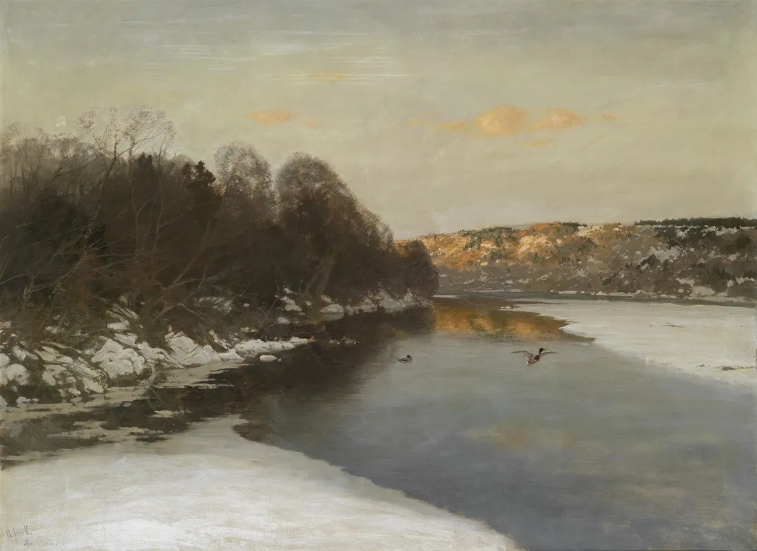 Enten Am Zugeforenen Fluss Wall Art by August Fink - High-Resolution Digital Print