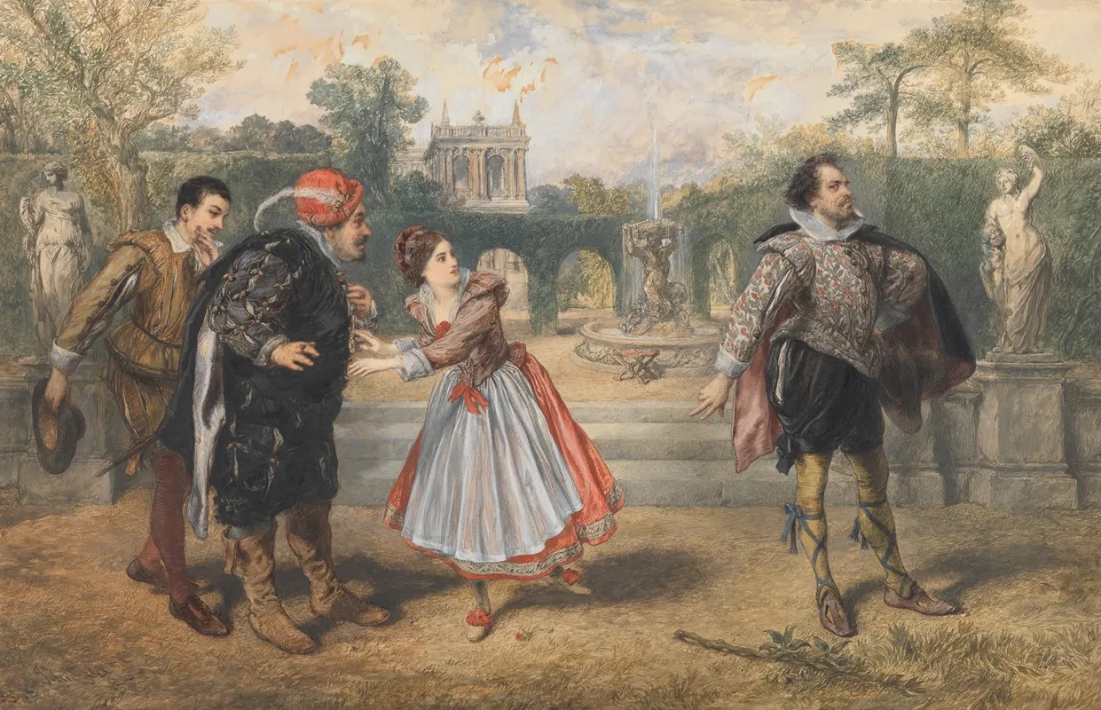 Enter Malvolio Crossgartered Wall Art by Sir John Gilbert - High-Resolution Digital Print