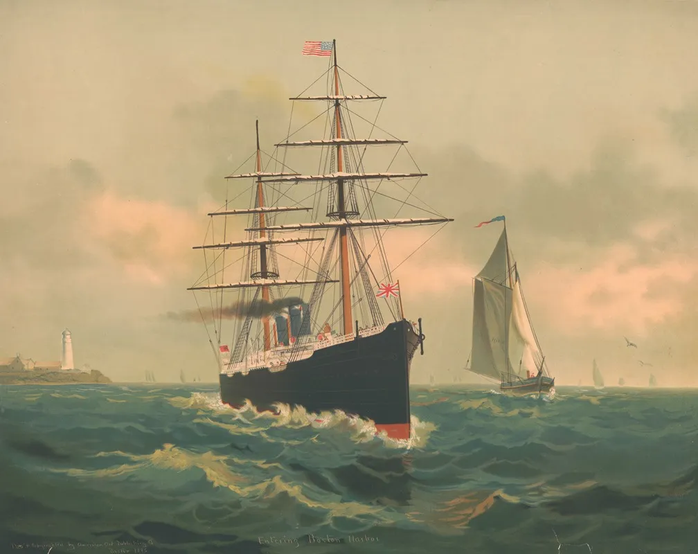 Entering Boston Harbor Wall Art by Schultz &amp; Co. Lith. - High-Resolution Digital Print