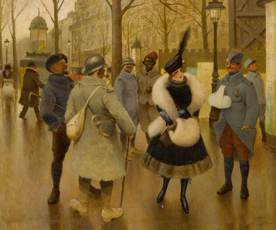 Entertaining The Troops Wall Art by Albert Guillaume - High-Resolution Digital Print