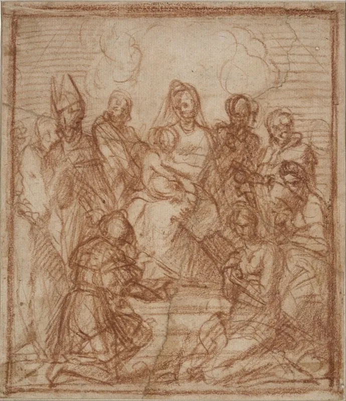 Enthroned Madonna With Child And Eight Saints Wall Art by Andrea del Sarto - High-Resolution Digital Print