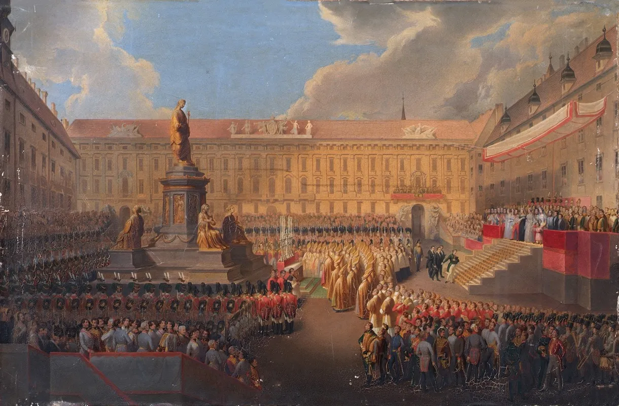 Enthullung Des Denkmals Fur Kaiser Franz I Von Osterreich Am 19 Juni 1846 Auf Dem Wiener Franzensplatz Wall Art by Leopold Bucher - High-Resolution Digital Print