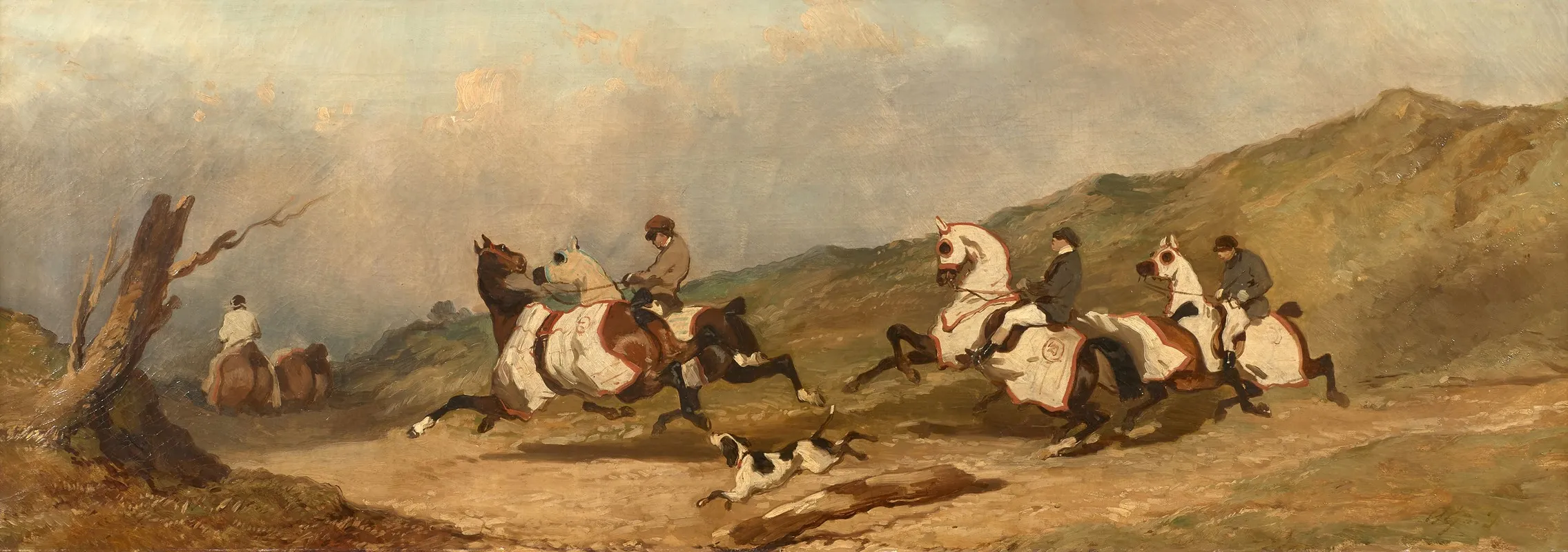 Entrainement De Chevaux De Course En Camail Wall Art by Alfred De Dreux - High-Resolution Digital Print