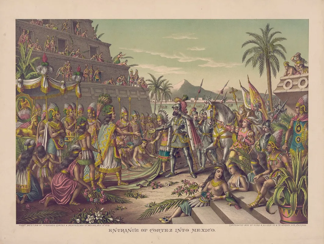 Entrance Of Cortez Into Mexico 2 Wall Art by Kurz & Allison - High-Resolution Digital Print
