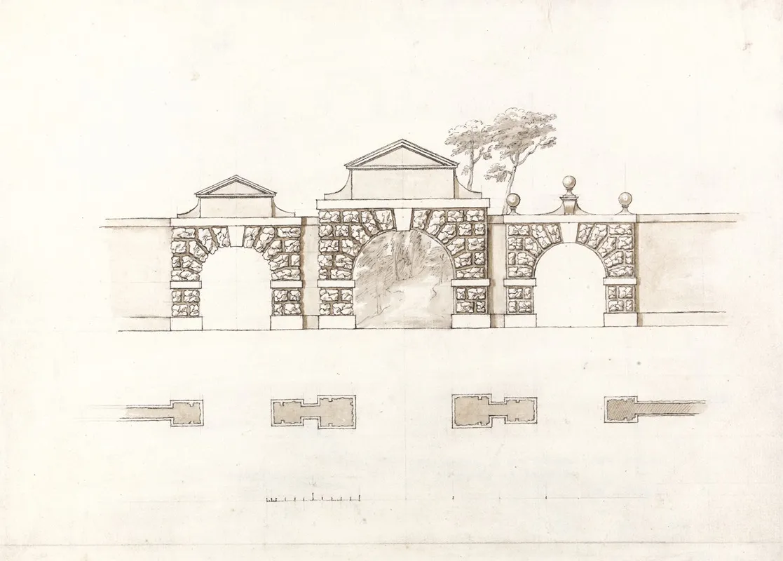 Entrance Screen At Stowe House Buckinghamshire Elevation And Plan