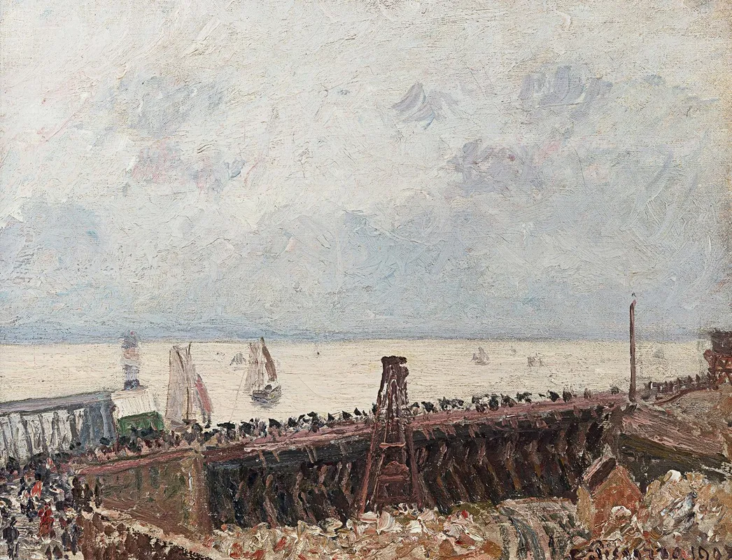 Entree Du Port Du Havre Temps Gris Wall Art by Camille Pissarro - High-Resolution Digital Print