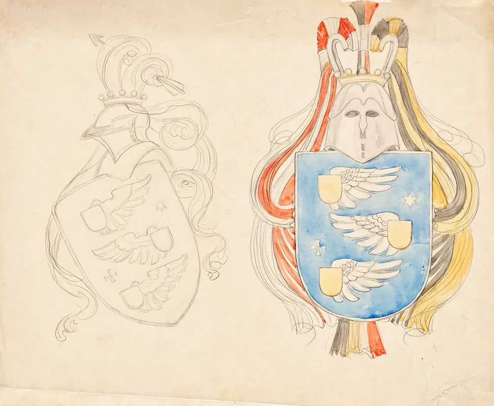 Entwurf Fur Ein Familienwappen 3 Wall Art by Franz von Matsch - High-Resolution Digital Print