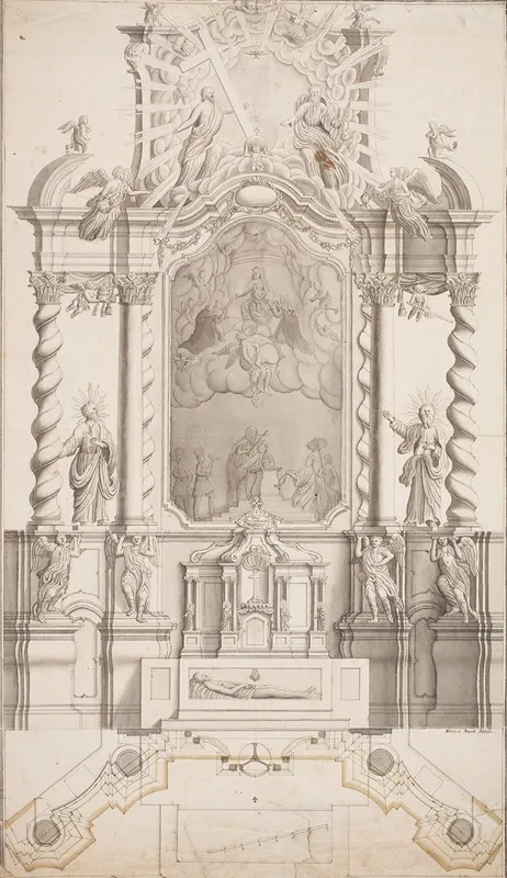 Entwurf Fur Einen Barocken Hochaltar Wall Art by Simon Hueter - High-Resolution Digital Print