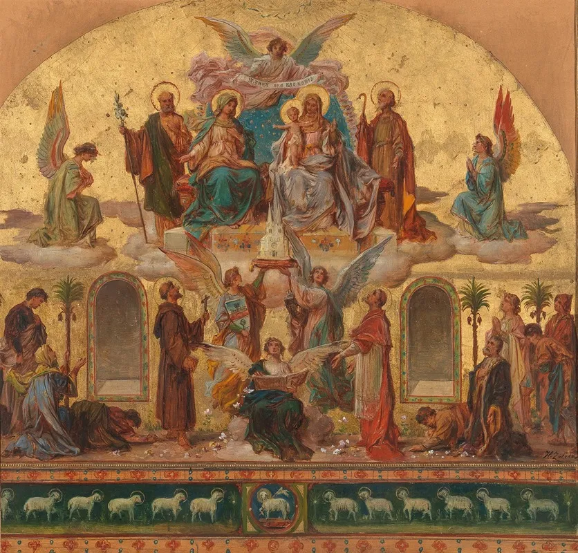 Entwurf Zum In Grossen Dimensionen Ausgefuhrten Hauptbilde In Der Pfarrkirche St Anna In Baumgarten Wien Wall Art by Hans Zatzka - High-Resolution Digital Print