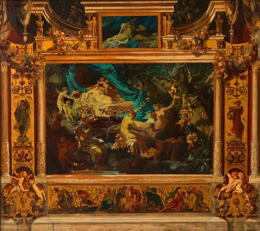 Entwurf Zum Vorhang Des Stadttheaters Sommernachtstraum Wall Art by Hans Makart - High-Resolution Digital Print