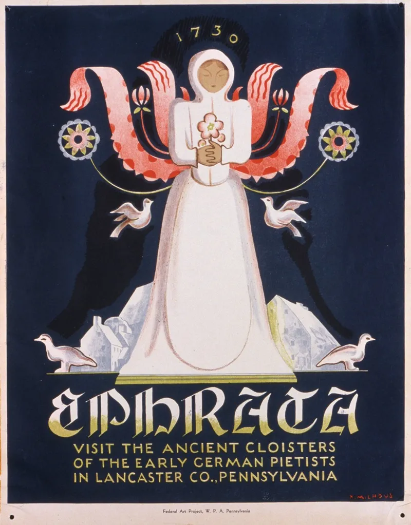 Ephrata Visit The Ancient Cloisters Of The Early German Pietists In Lancaster Co Pennsylvania Wall Art by Katherine Milhous - High-Resolution Digital Print