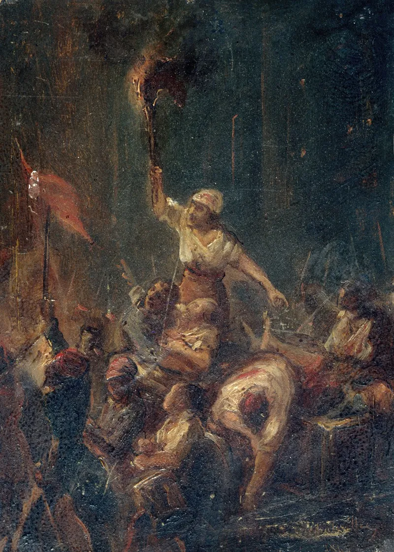 Episode De La Nuit Du 23 Au 24 Fevrier 1848 Wall Art by Charles Raymond Chabrillac - High-Resolution Digital Print