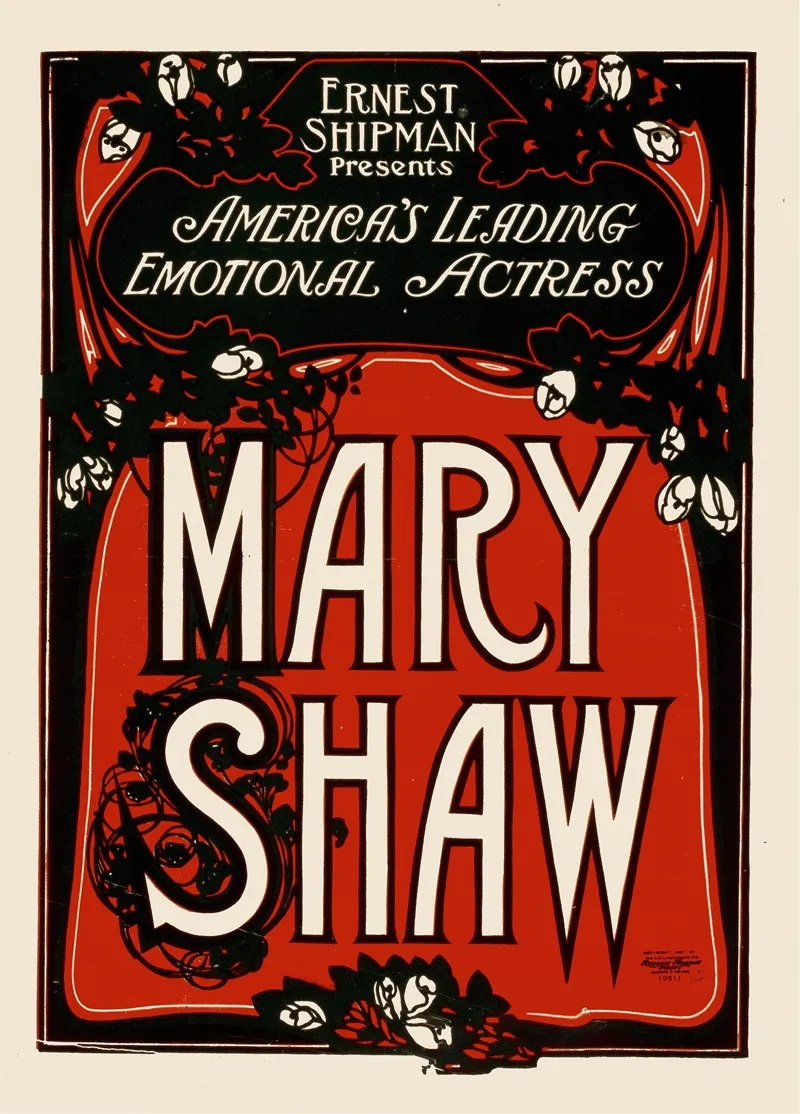 Ernest Shipman Presents Americas Leading Emotional Actress Mary Shaw Wall Art by Anonymous - High-Resolution Digital Print