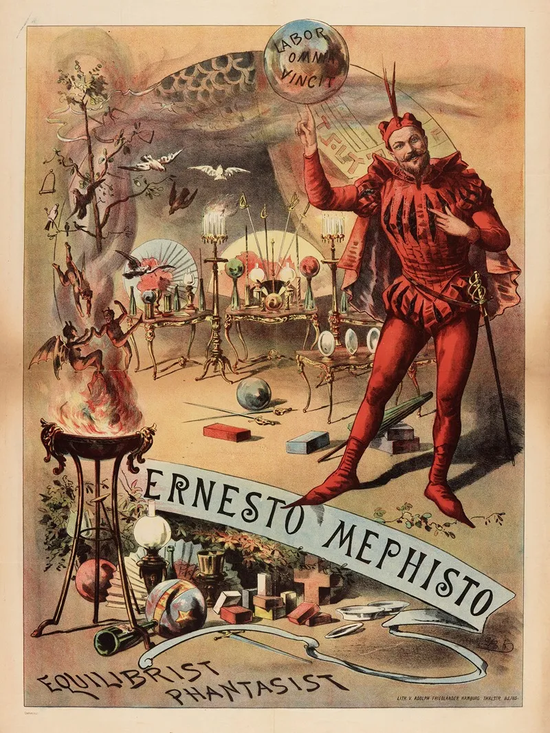 Ernesto Mephisto Equilibrist Phantasist Wall Art by Adolf Friedländer Lith. - High-Resolution Digital Print