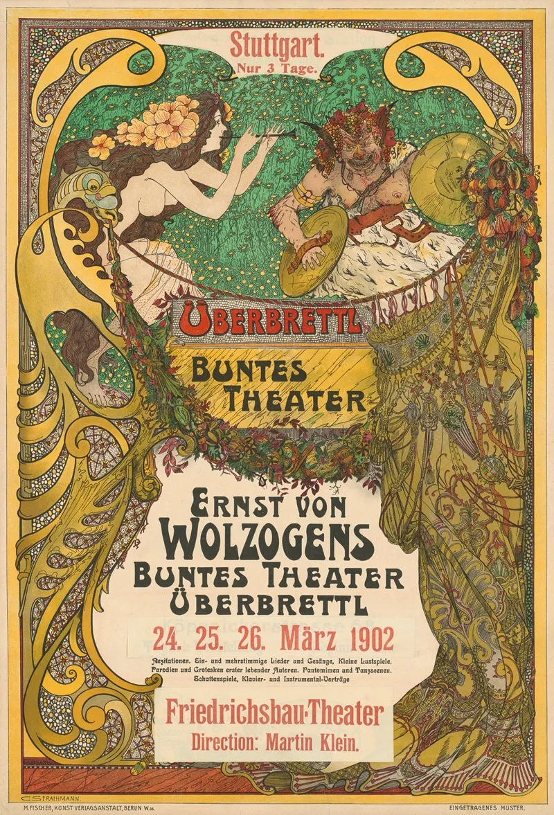 Ernst Von Wolzogens Buntes Theater Uberbrettl Wall Art by Carl Strathmann - High-Resolution Digital Print