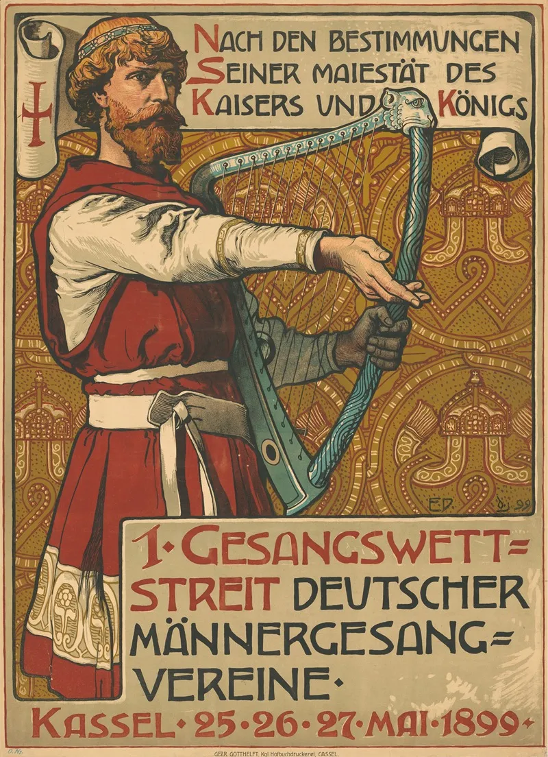 Erster Gesangswettstreit Deutscher Mannergesangvereine Kassel 1899 Wall Art by Emil Doepler - High-Resolution Digital Print