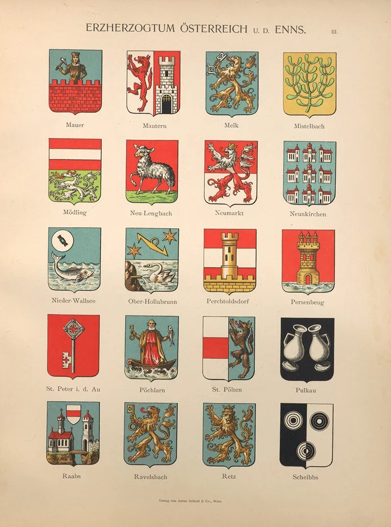 Erzherzogtum‎ ‎osterreich‎ ‎u ‎ ‎d ‎ ‎enns Iii Wall Art by Hugo Gerhard Ströhl - High-Resolution Digital Print