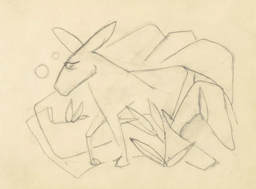 Esel In Stilisierter Landschaft Wall Art by Franz Marc - High-Resolution Digital Print