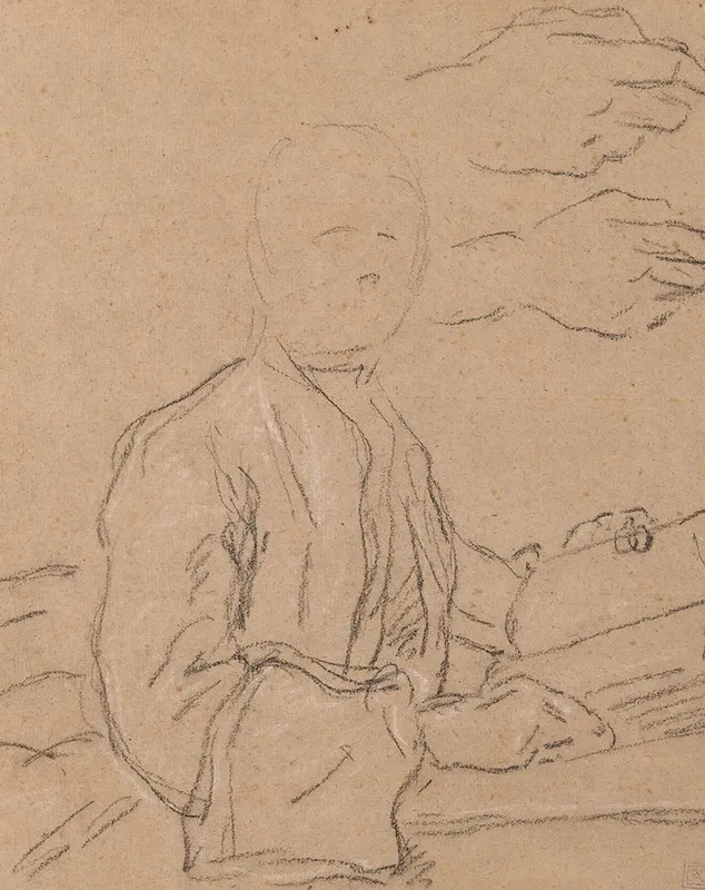 Esquisse Dhomme En Buste Lisant Et Etude De Mains Wall Art by François-Louis-Joseph Watteau - High-Resolution Digital Print