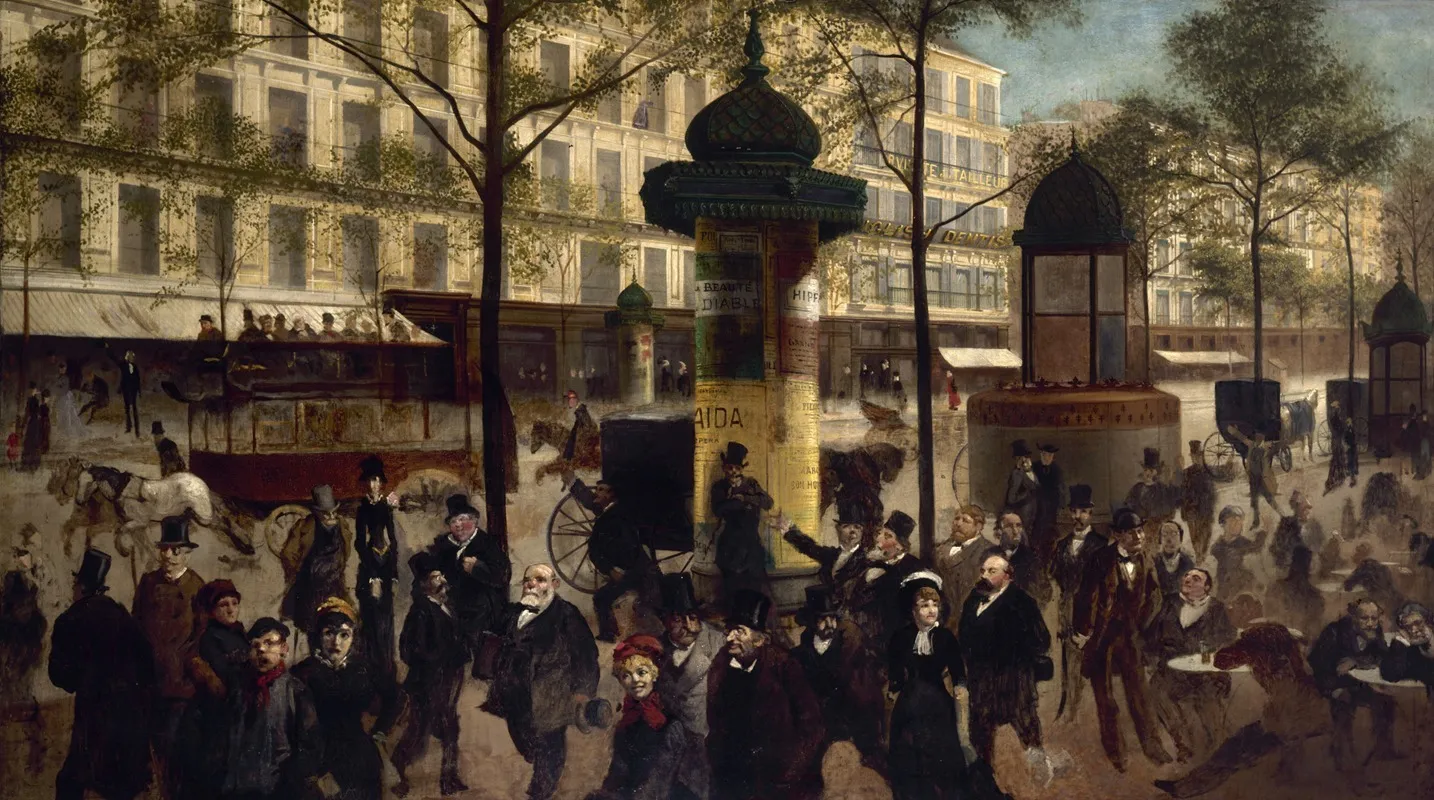 Esquisse Pour Un Panorama Du Boulevard Montmartre Anime Des Personnalites Parisiennes Contemporaines