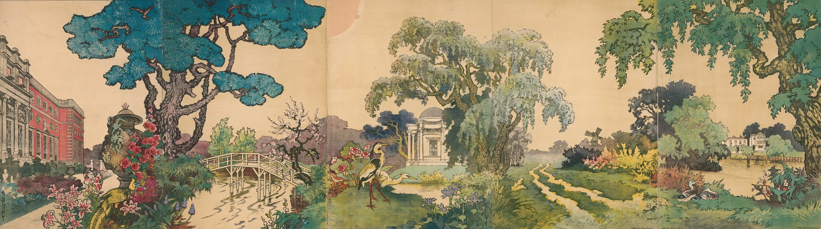 Estate Gardens Birds And Pond
